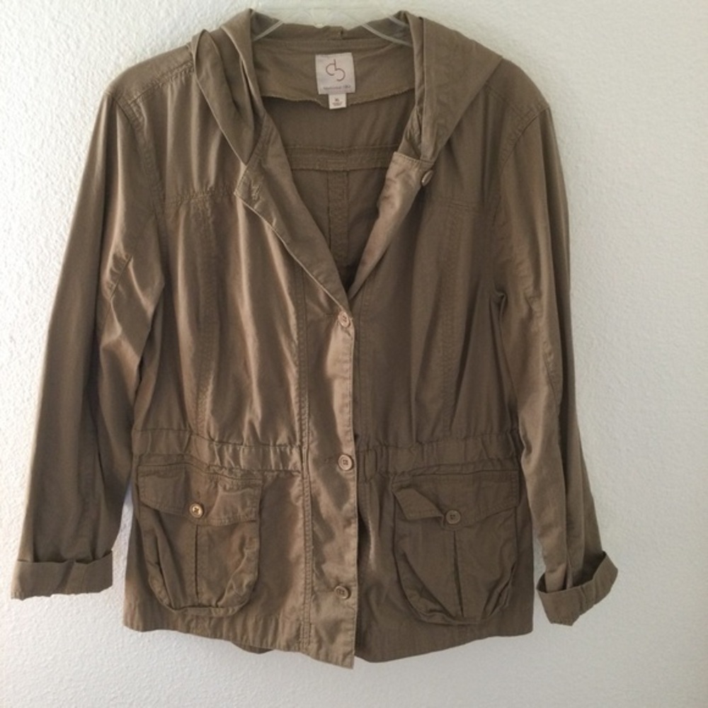 DB Sport Khaki Barn Style Button Hooded Cotton Jacket Size XL